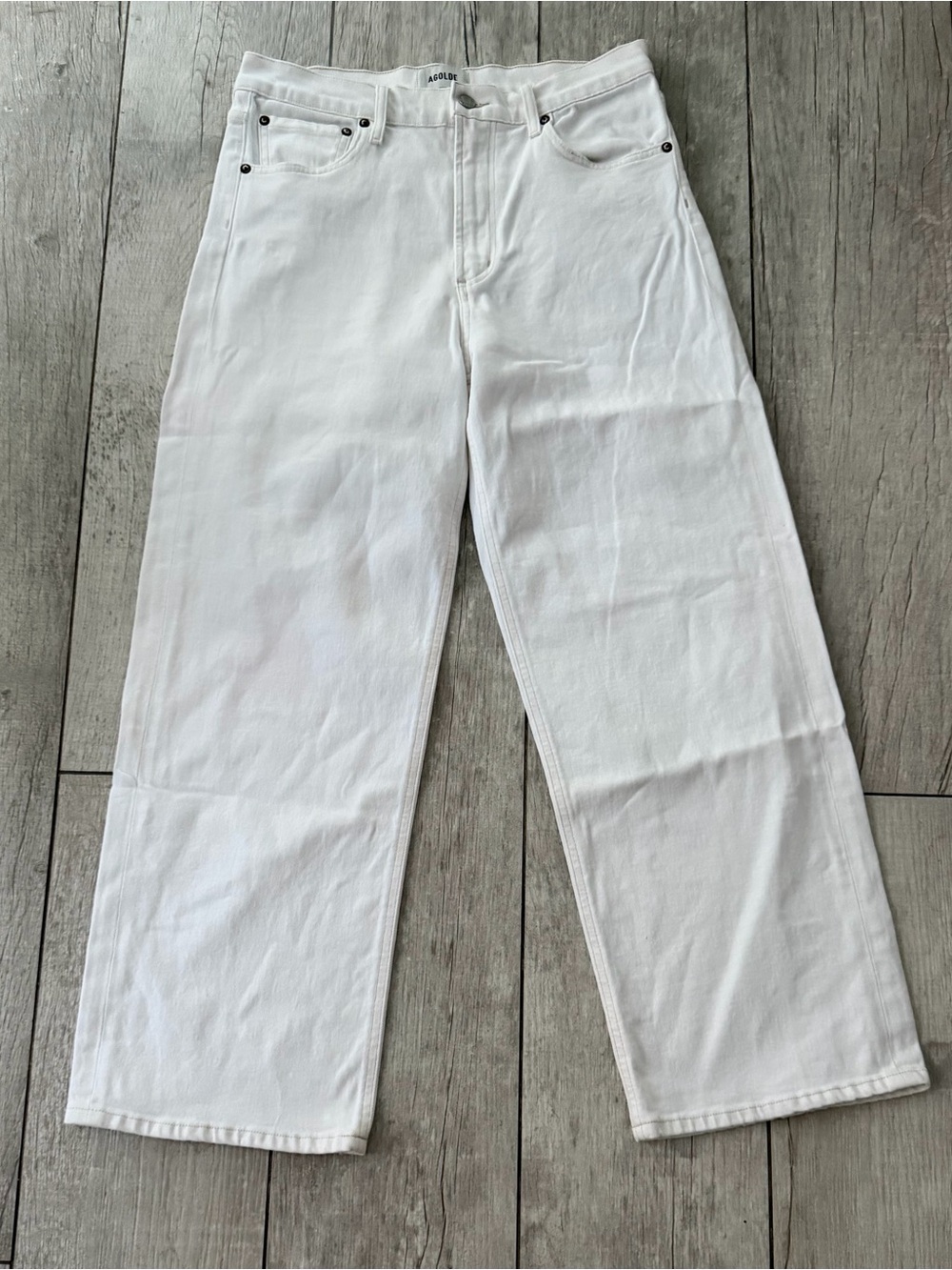 AGOLDE Ren High Rise Wide Leg Jeans White Denim Size 29 NWOT - Picture 5 of 11
